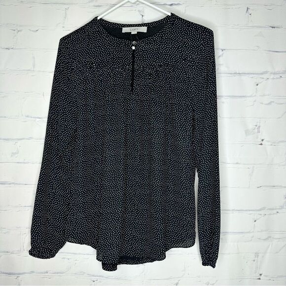 Loft small black & white polka dot top - Picture 1 of 6